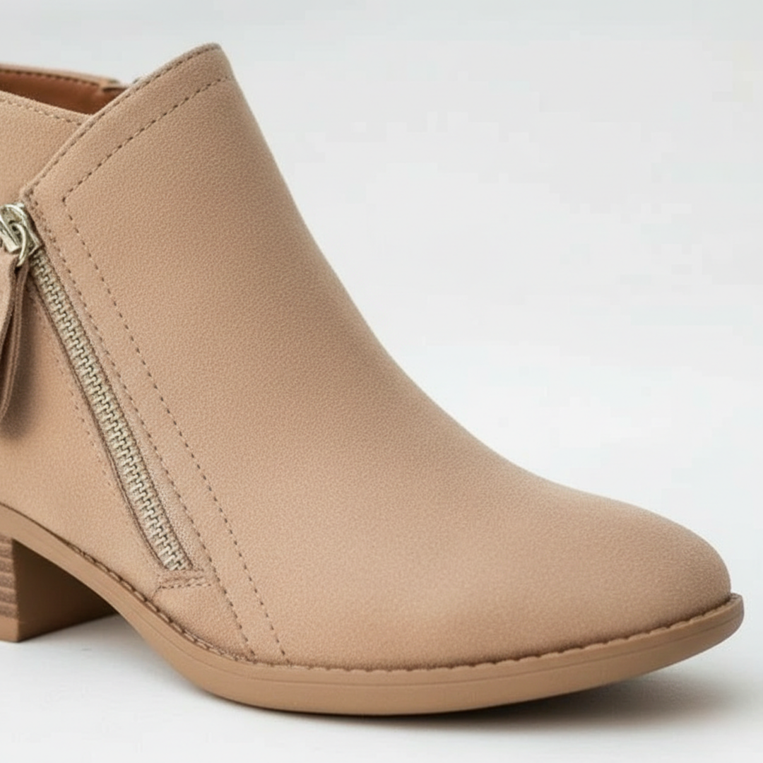 Botines de Tacón Cuadrado con Cremallera Lateral para Mujeres