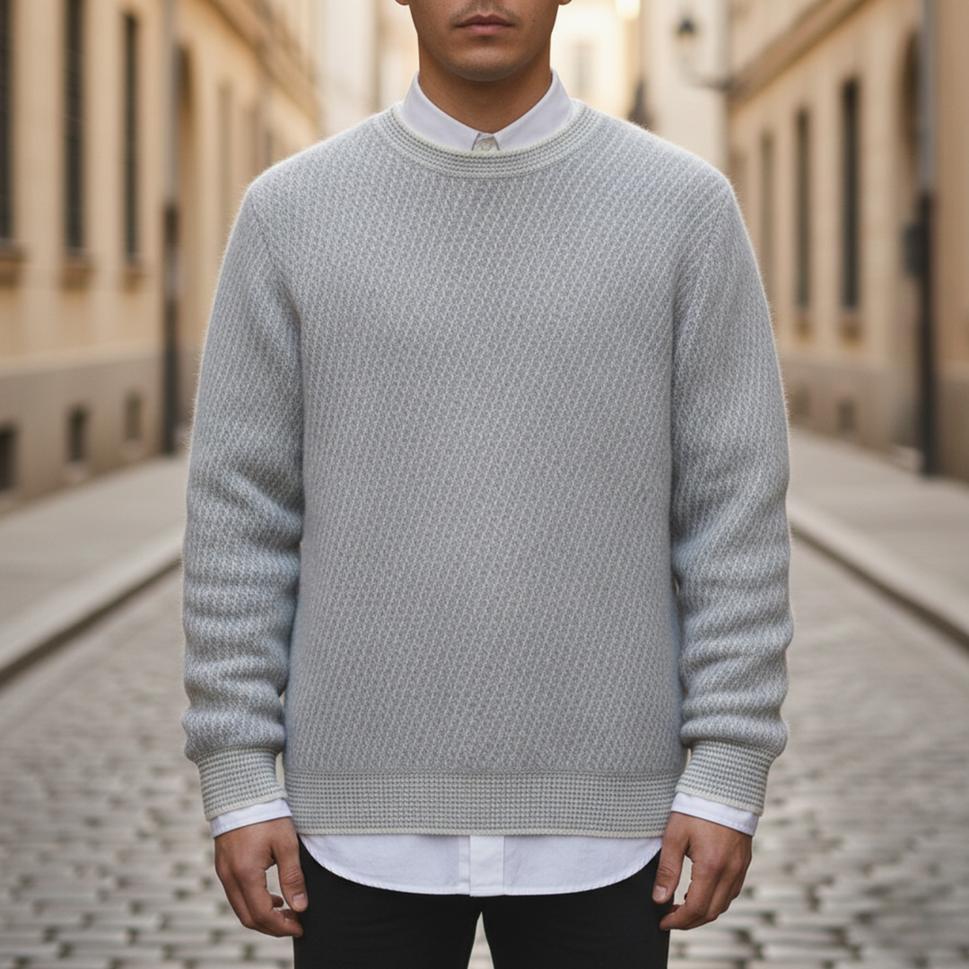 Pull en cachemire tricoté col rond pour homme