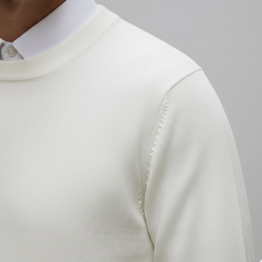 Pull tricoté col rond manches longues homme