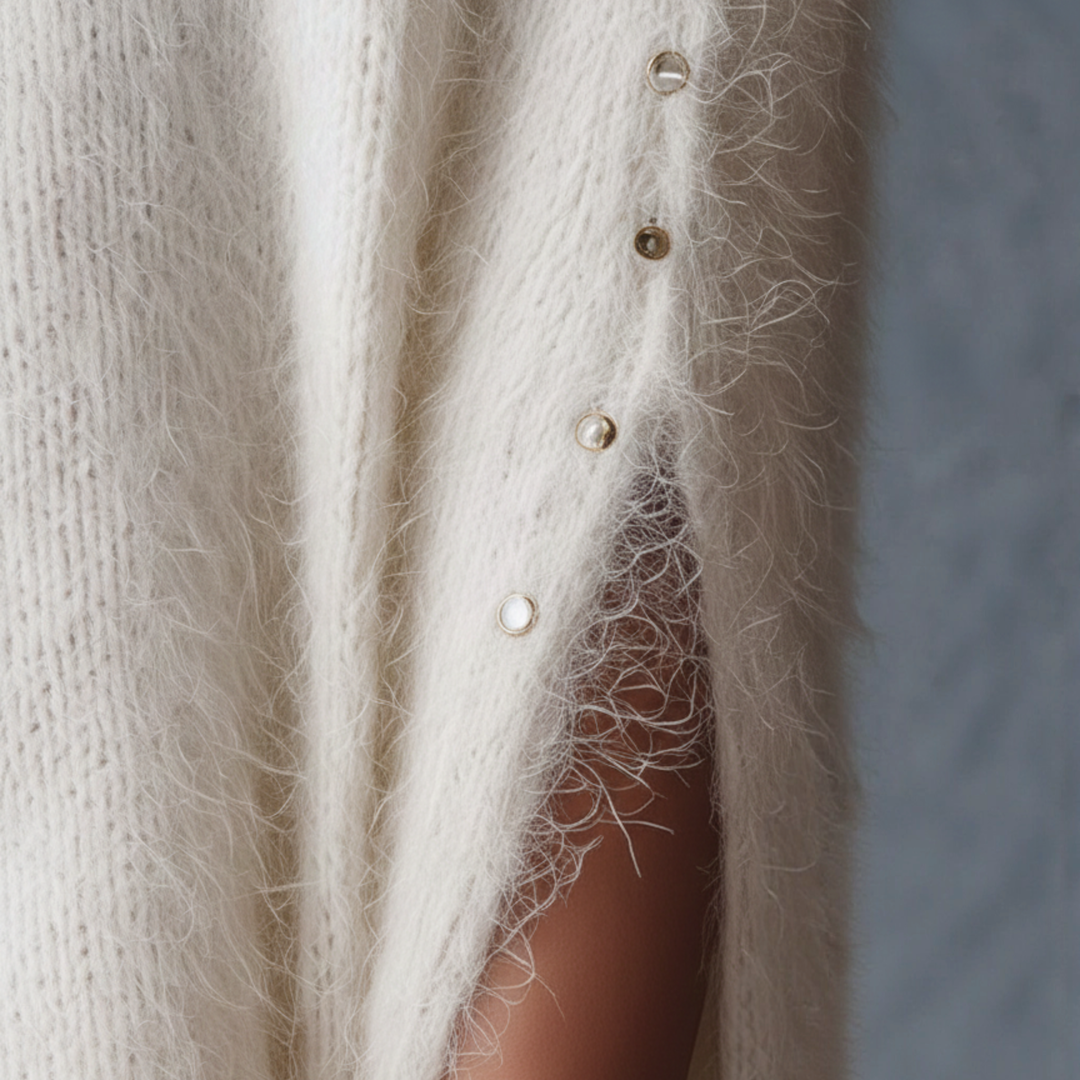 Vestido Midi Efecto Piel Tejido Cuello en V Mujeres