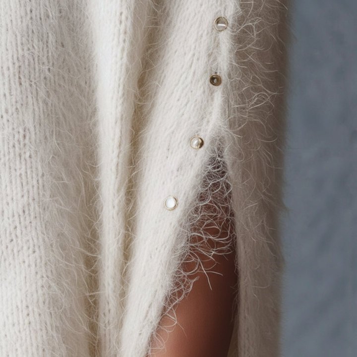 Vestido Midi Efecto Piel Tejido Cuello en V Mujeres