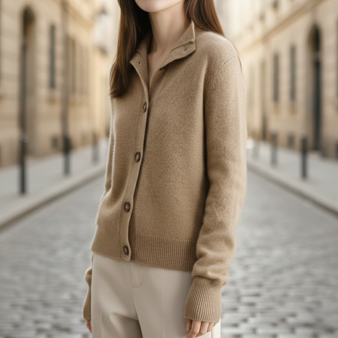 Cardigan en cachemire à boutons, coupe ajustée pour femmes