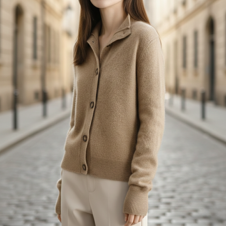 Cardigan en cachemire à boutons, coupe ajustée pour femmes