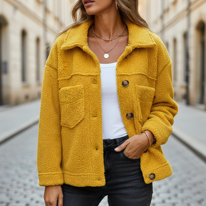 Veste d'automne pour femme à manches longues et boutonnage devant