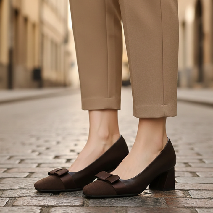 Zapatos de tacón cuadrado de mujer, con punta cuadrada, sin cordones