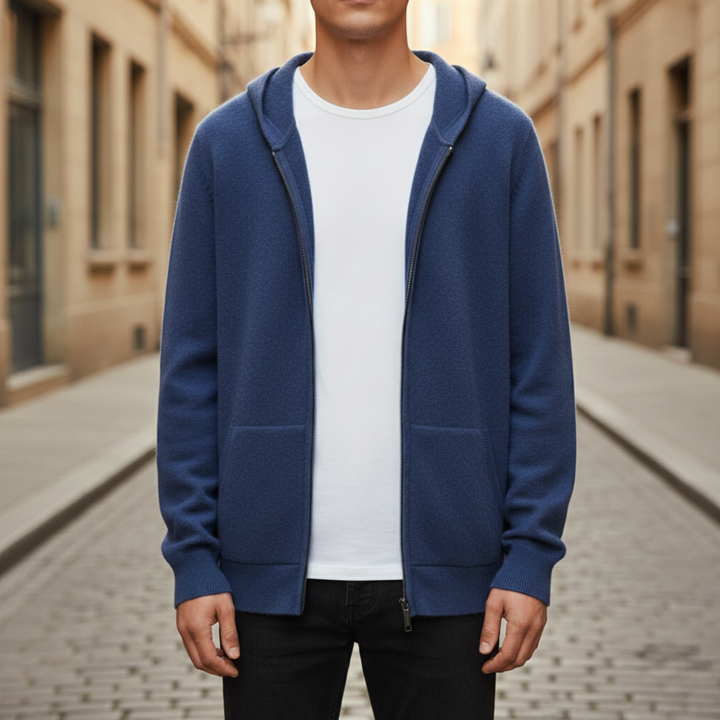 Hoodie Zip Front Knit Men
