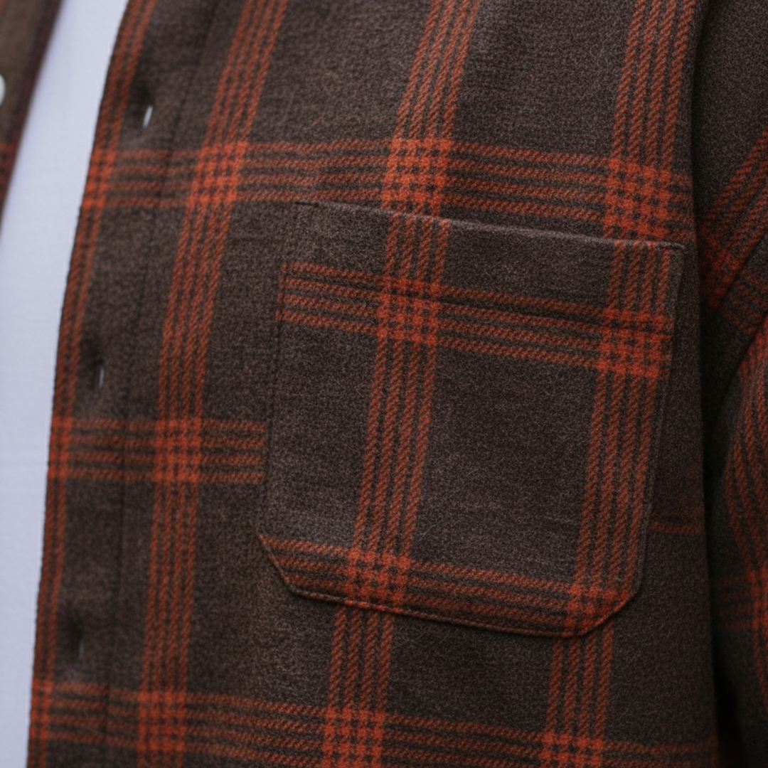 Camisa de Franela para Hombre a Cuadros con Botones en la Parte Frontal de Manga Larga Casual