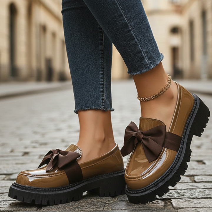 Chaussures à plateforme avec nœud et semelle épaisse pour femmes