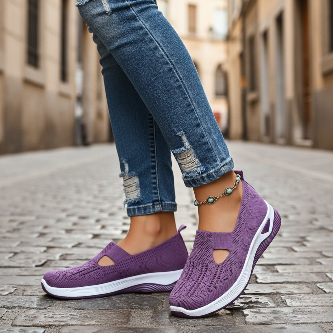Chaussures orthopédiques de marche pour femmes à enfiler en maille