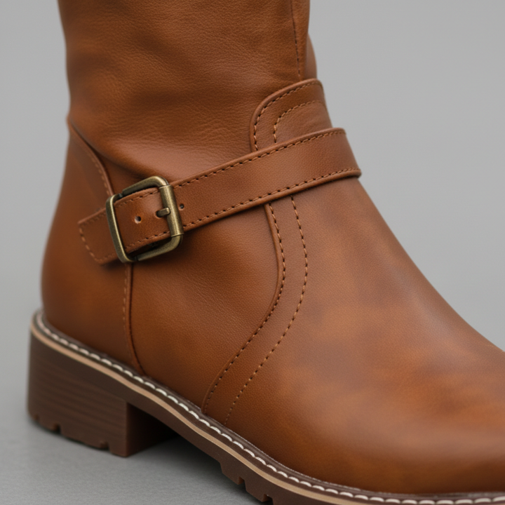 Bottes hautes pour femmes avec boucle et fermeture éclair latérale