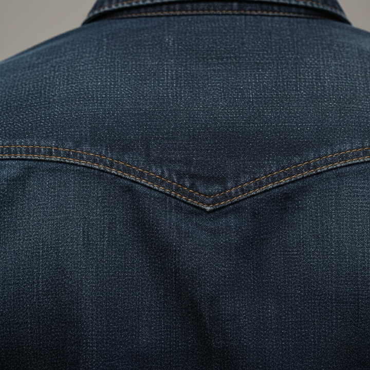 Chemise en jean à manches longues avec boutons devant pour homme