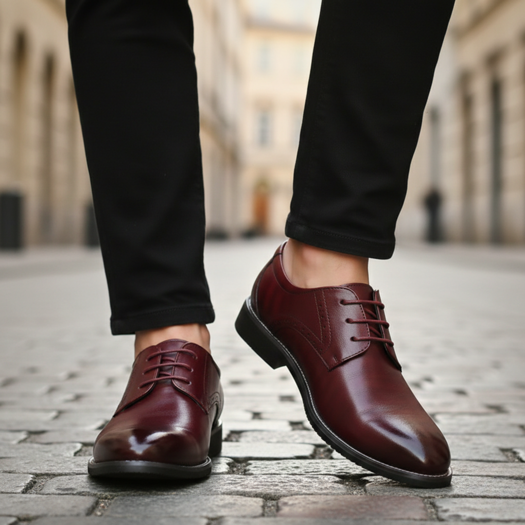 Chaussures habillées en cuir à lacets semelle en caoutchouc pour hommes