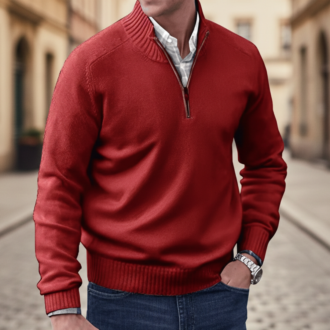 Chaqueta de punto invernal nórdica para hombres con cremallera frontal