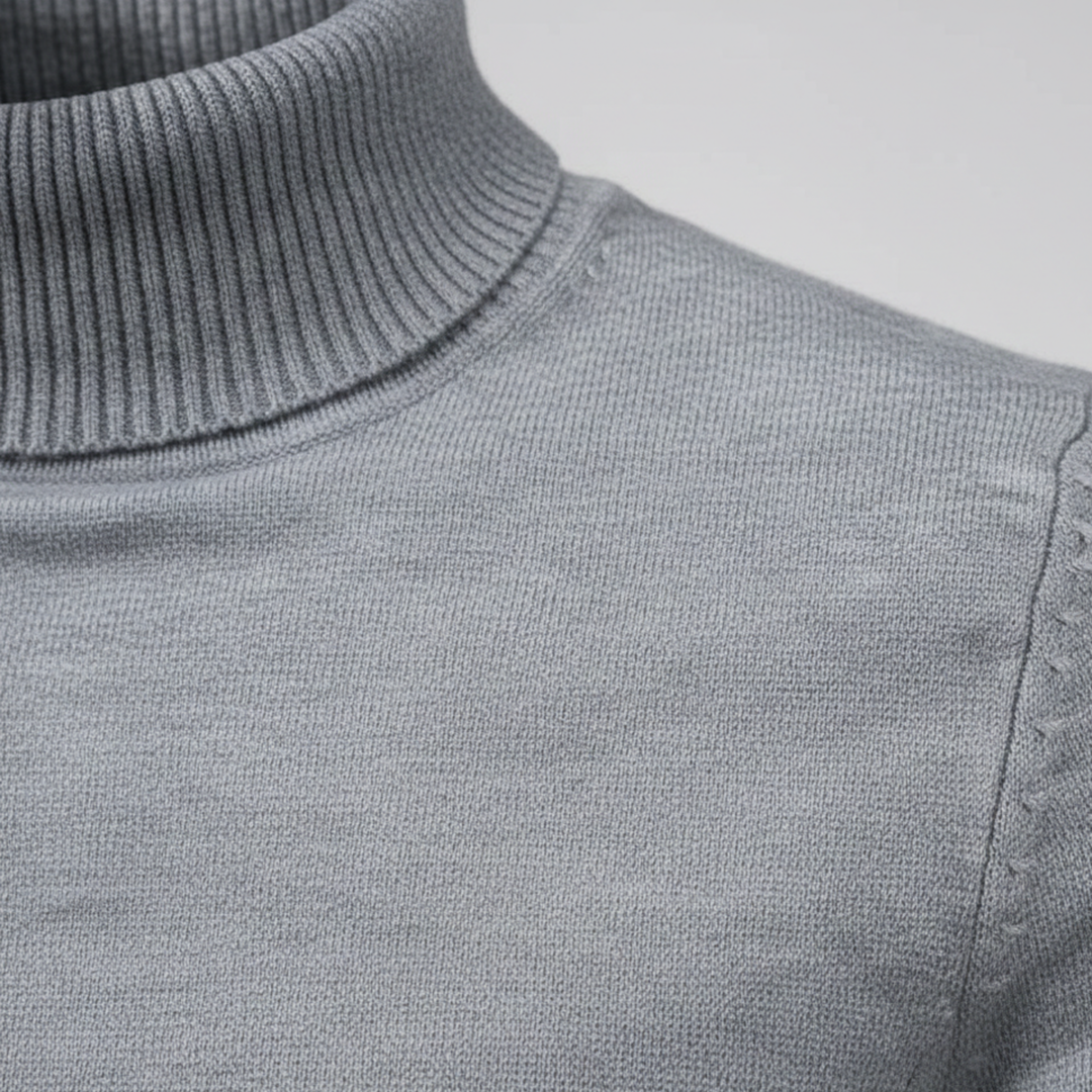 Pull à col roulé pour homme à manches longues en tricot