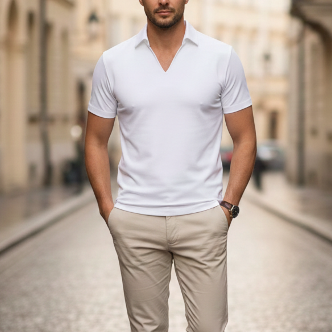 Polo en coton et soie à manches courtes pour homme