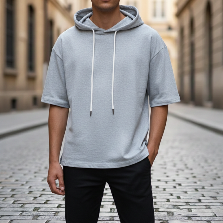 Sudadera de manga corta con capucha ajustable Unisex