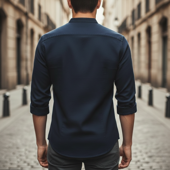 Camisa de Cuello para Hombre de Manga Larga con Botones en el Frente