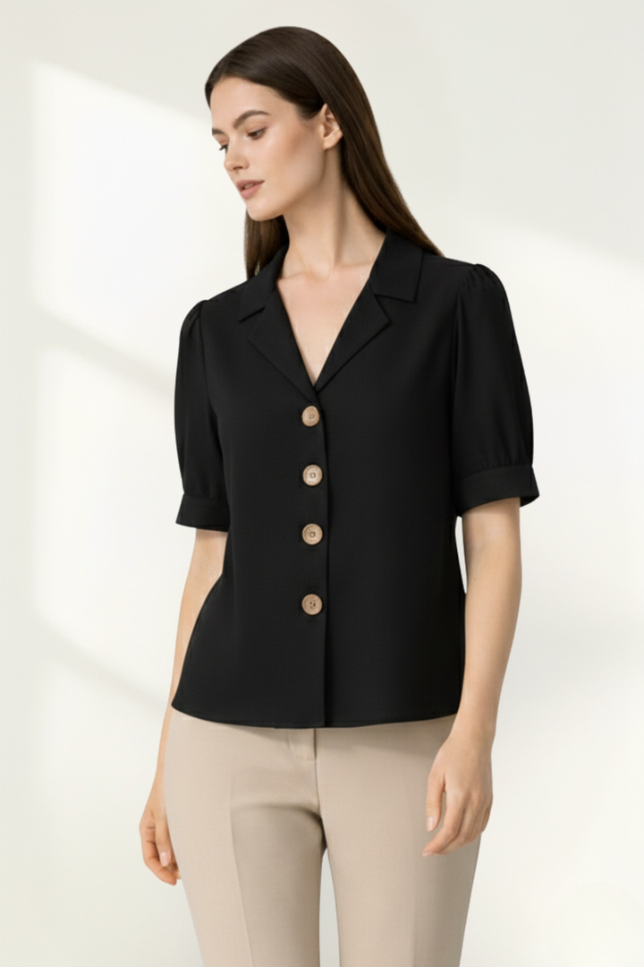 Chemisier pour femme à manches courtes avec boutons sur le devant