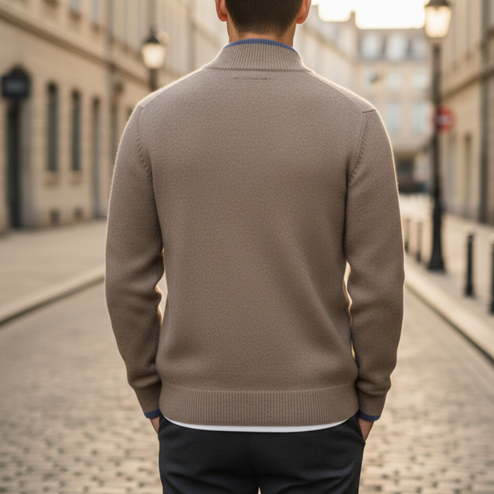 Pull pour homme à manches longues avec fermeture éclair devant