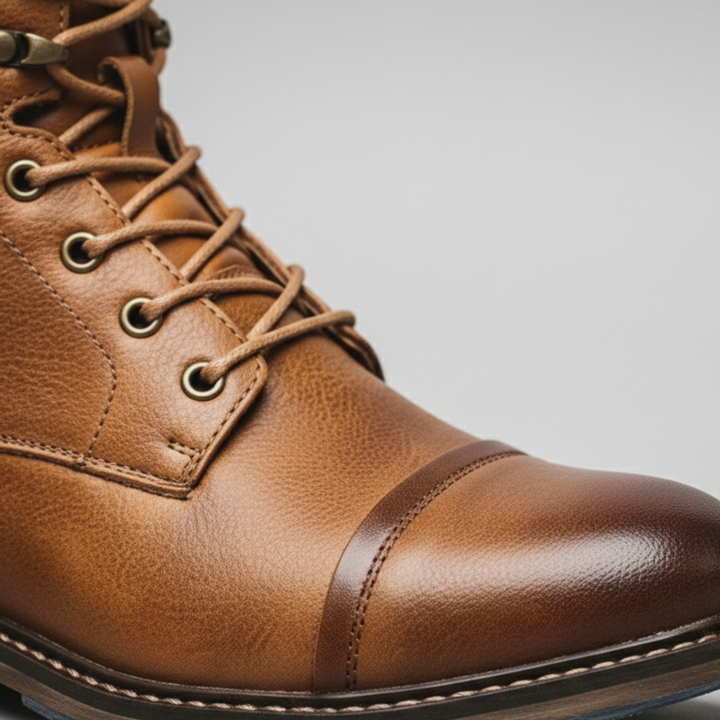 Botas ortopédicas de cuero para hombres, con cordones, hasta el tobillo