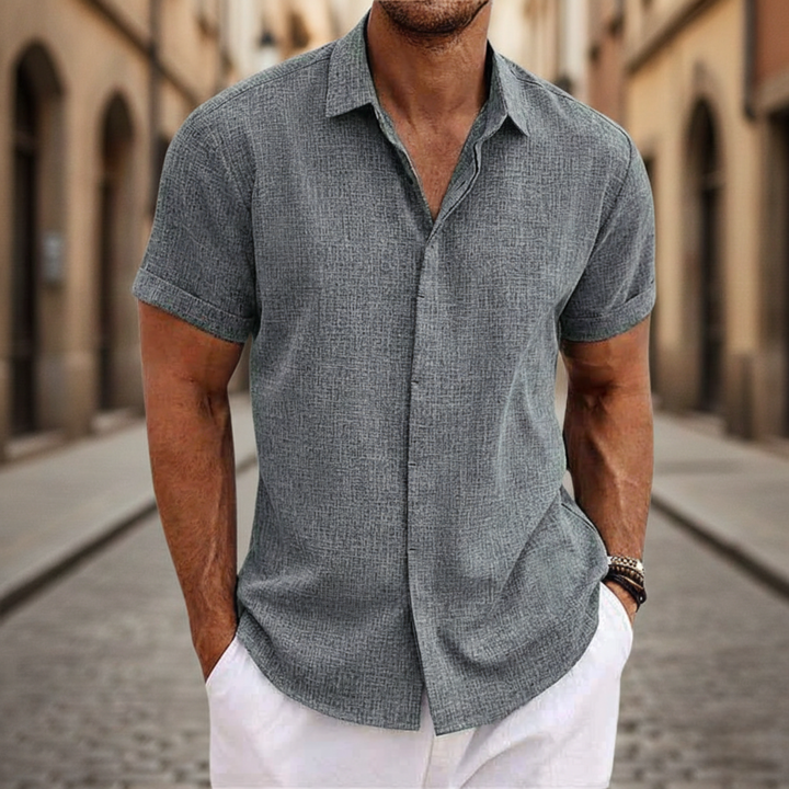 Camisa de Hombre con Manga Corta y Botones en el Frente