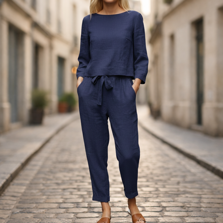 Ensemble pantalon deux pièces pour femmes, décontracté avec laçage