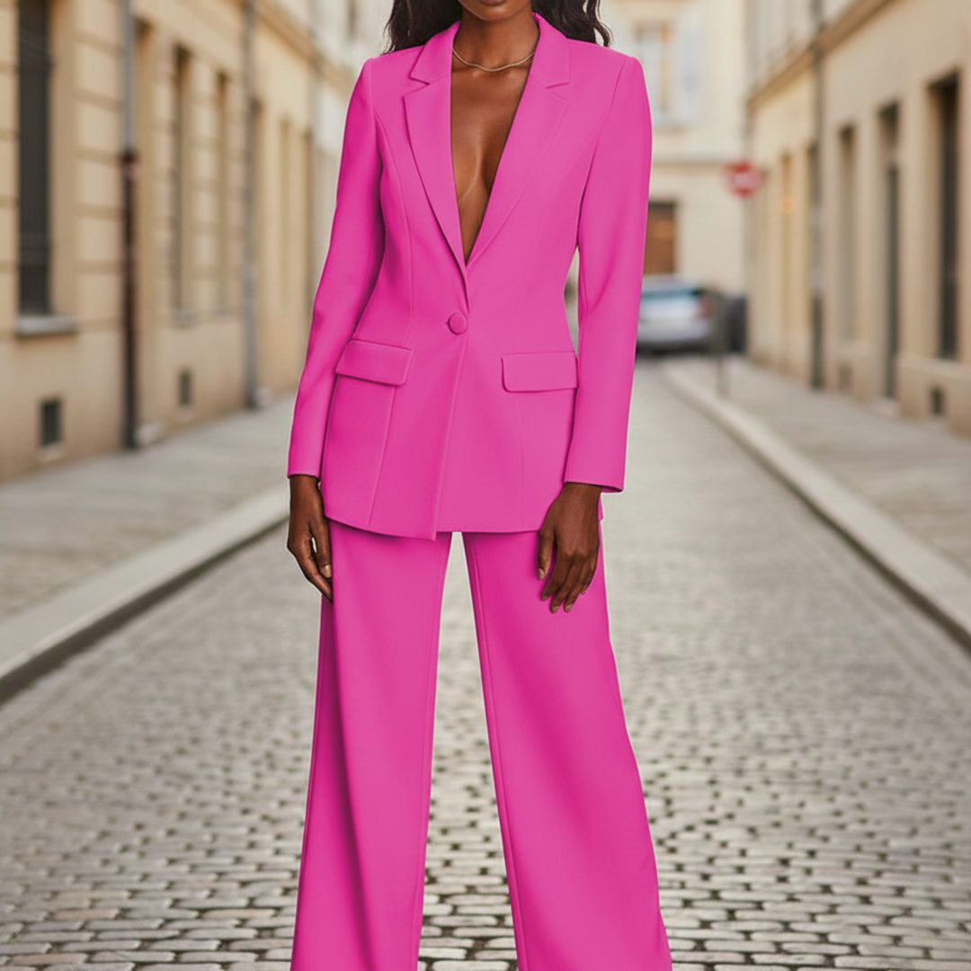 Ensemble veste tailleur et pantalon large pour femme