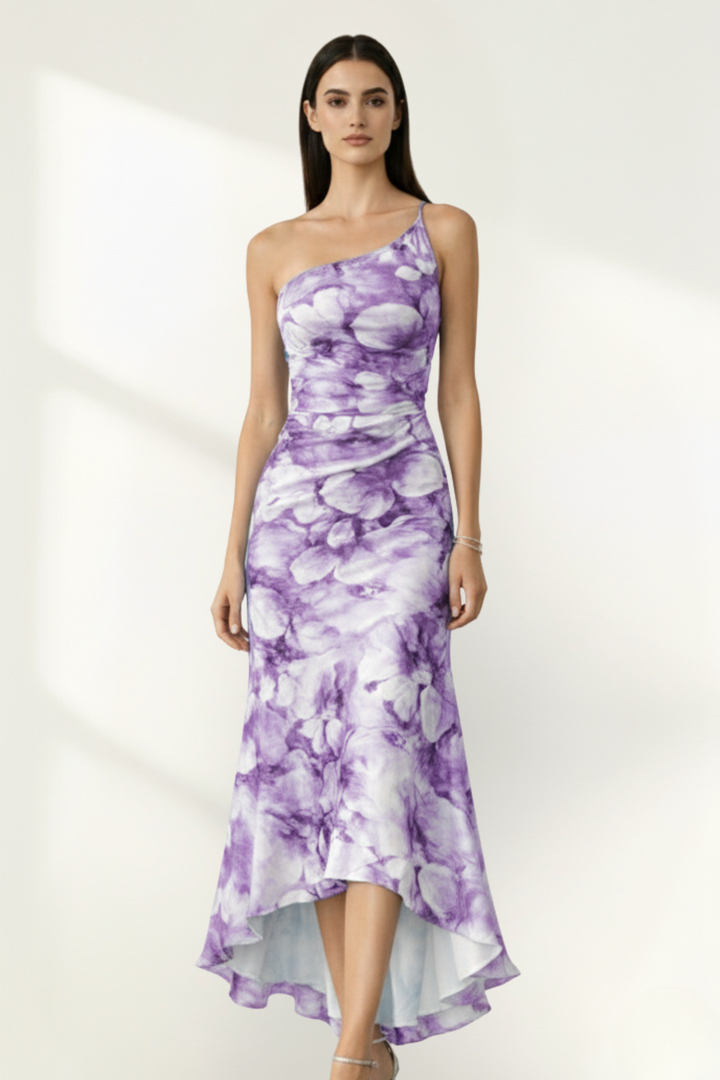 Robe longue fleurie en mousseline sans bretelles pour femme