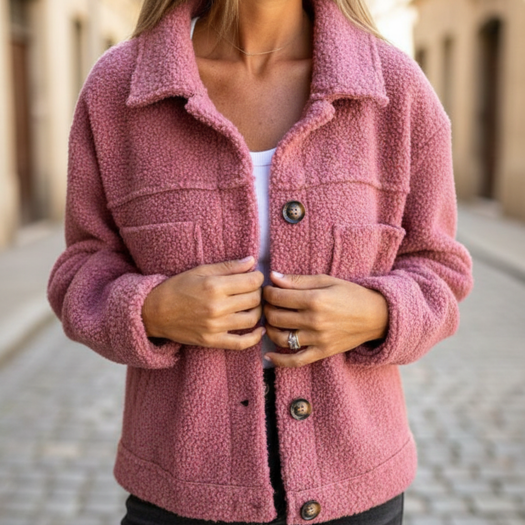 Veste d'automne pour femme à manches longues et boutonnage devant