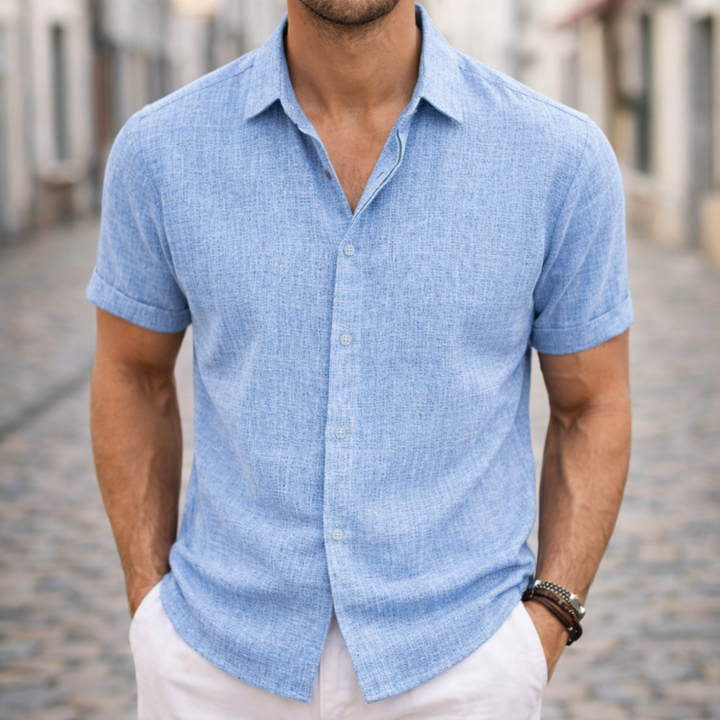 Camisa de Manga Corta Casual de Verano para Hombre Negra