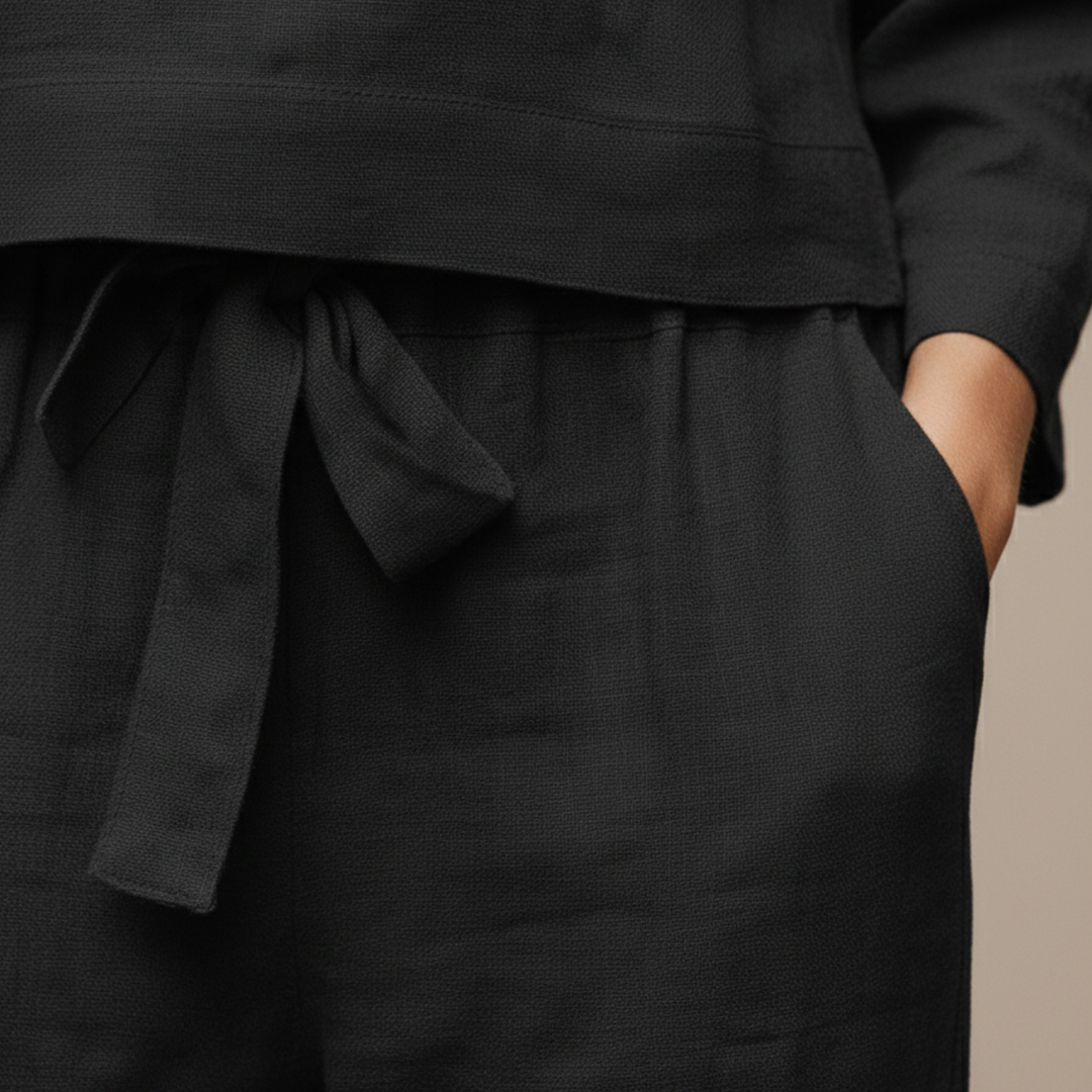 Ensemble pantalon deux pièces pour femmes, décontracté avec laçage