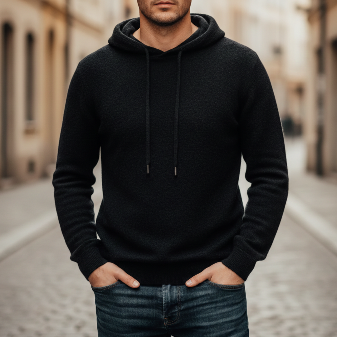 Hoodie Pullover Knit Long Sleeve Drawstring Men