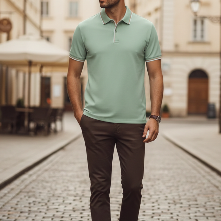 Polo en soie à manches courtes avec col pour homme