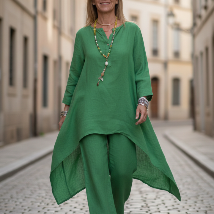 Conjunto de Mujeres Túnica de Manga Larga Suelta y Pantalones