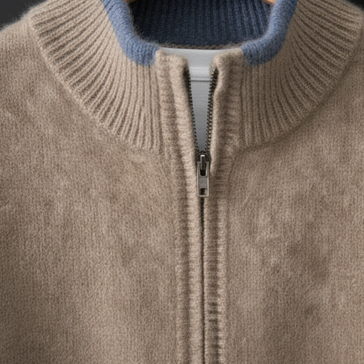 Pull pour homme à manches longues avec fermeture éclair devant