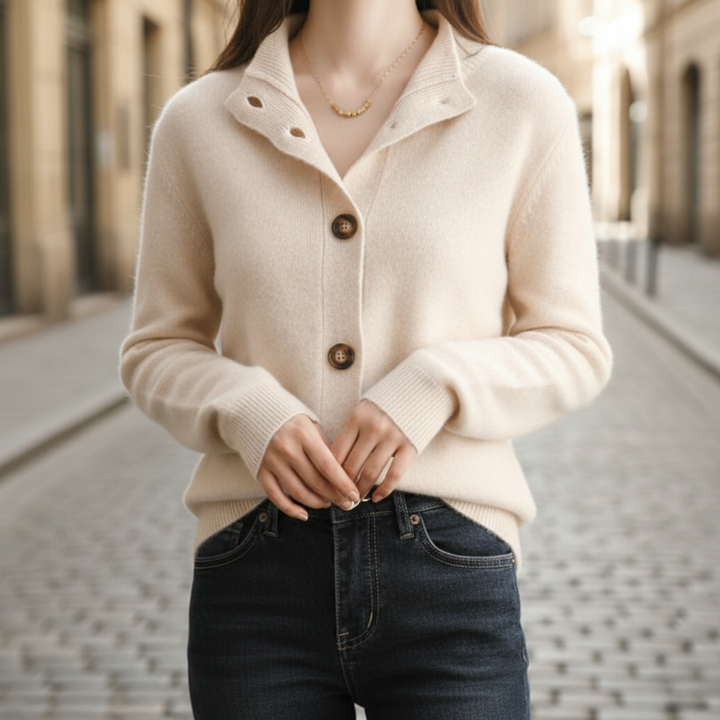 Cardigan en cachemire à boutons, coupe ajustée pour femmes