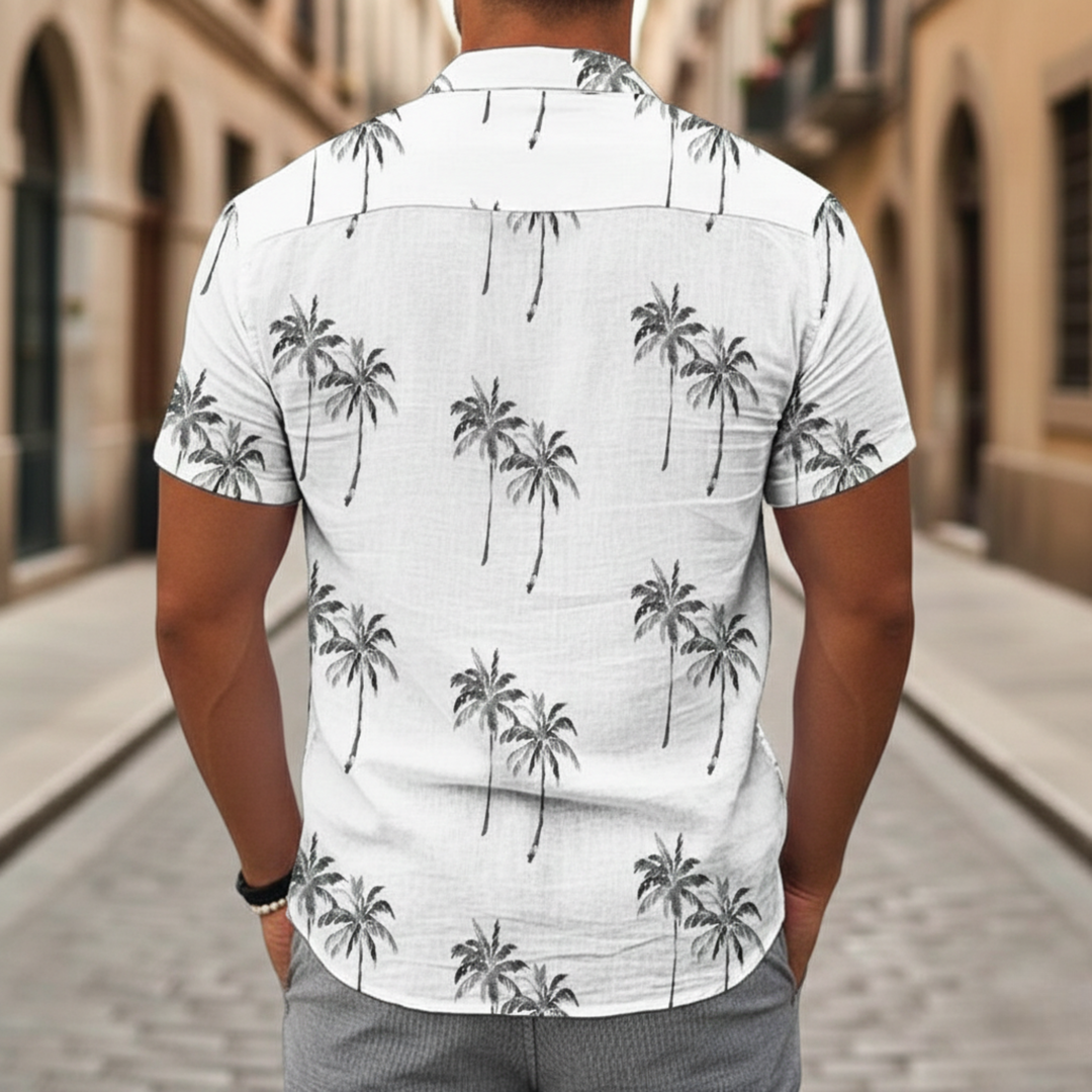 Chemise à manches courtes imprimé de palmiers pour homme