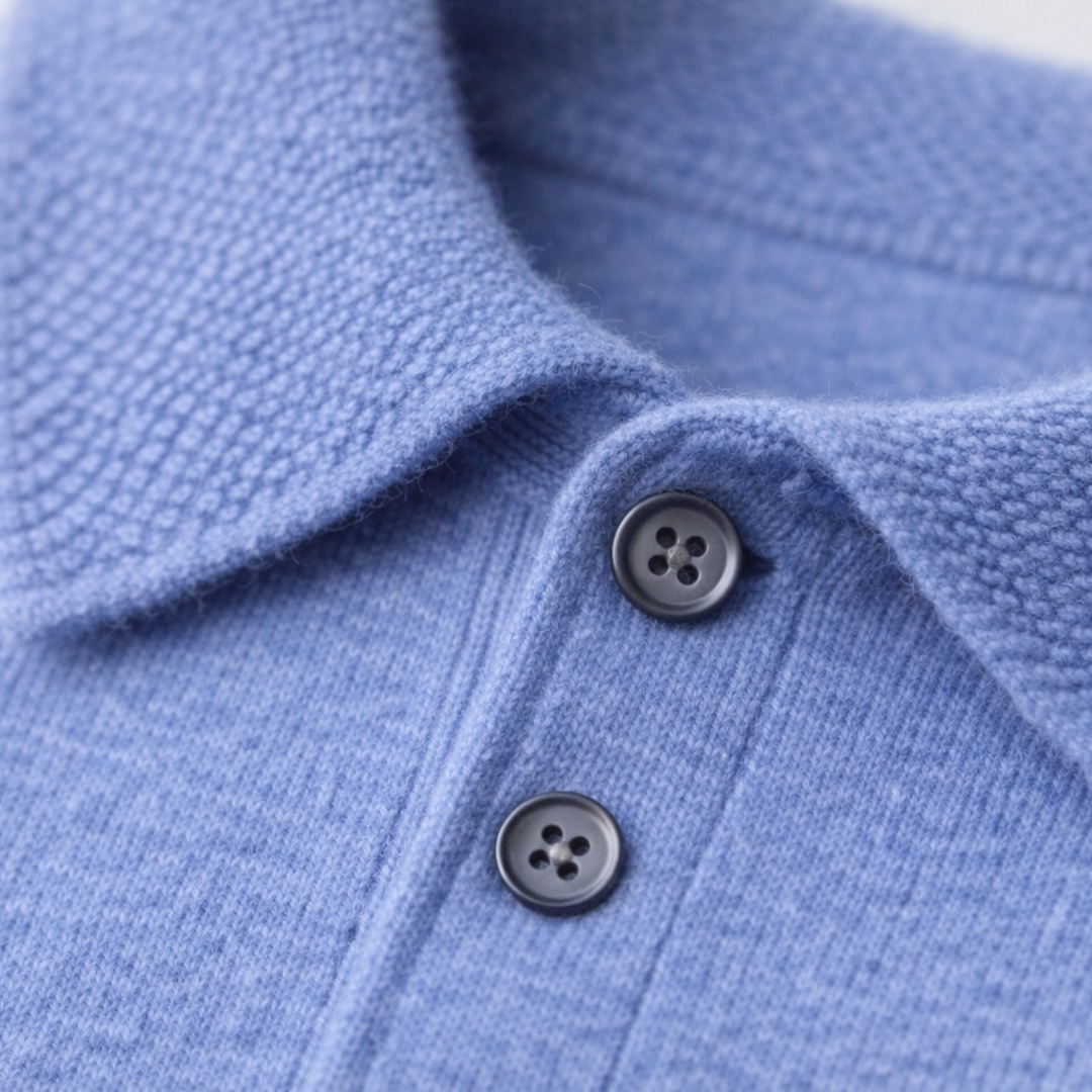 Camisa Polo de Cachemira de Manga Corta para Hombre Clásica