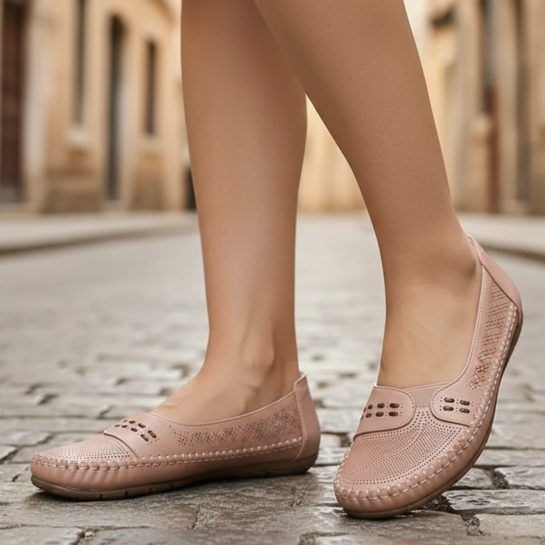 Mocasines Sin Cordones Perforados Planos Mujeres Adultas