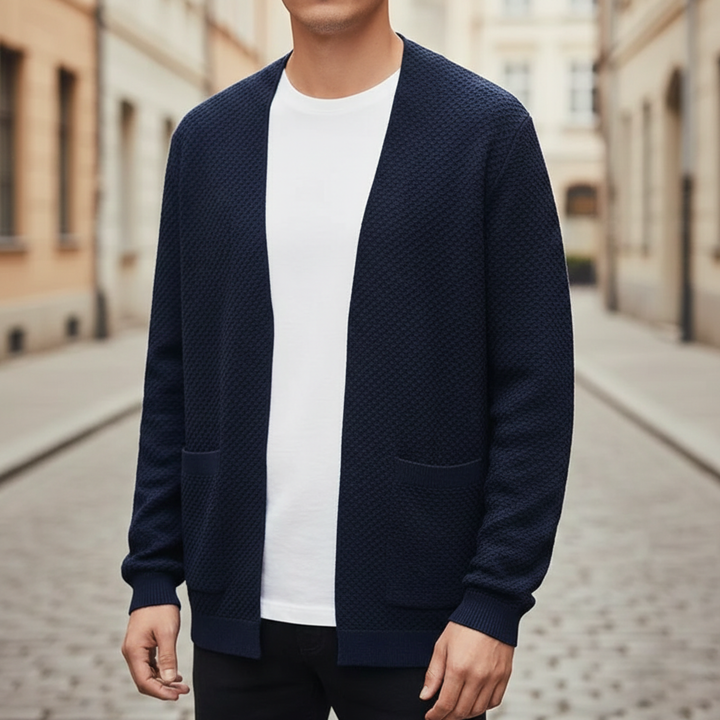 Cardigan pour homme à ouverture avant en tricot