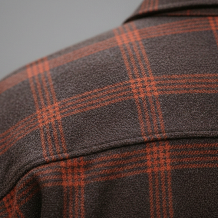 Camisa de Franela para Hombre a Cuadros con Botones en la Parte Frontal de Manga Larga Casual