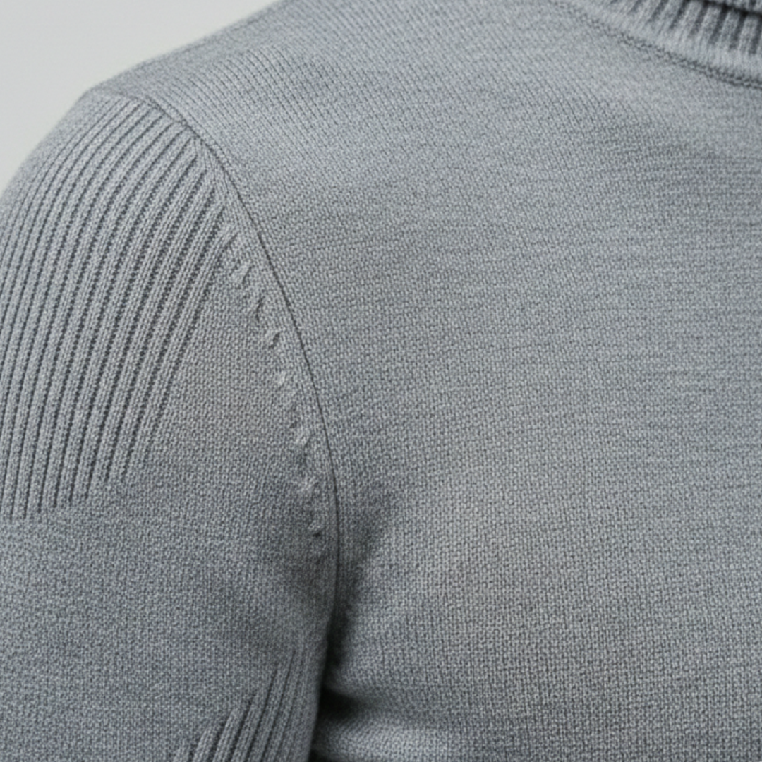 Pull à col roulé pour homme à manches longues en tricot