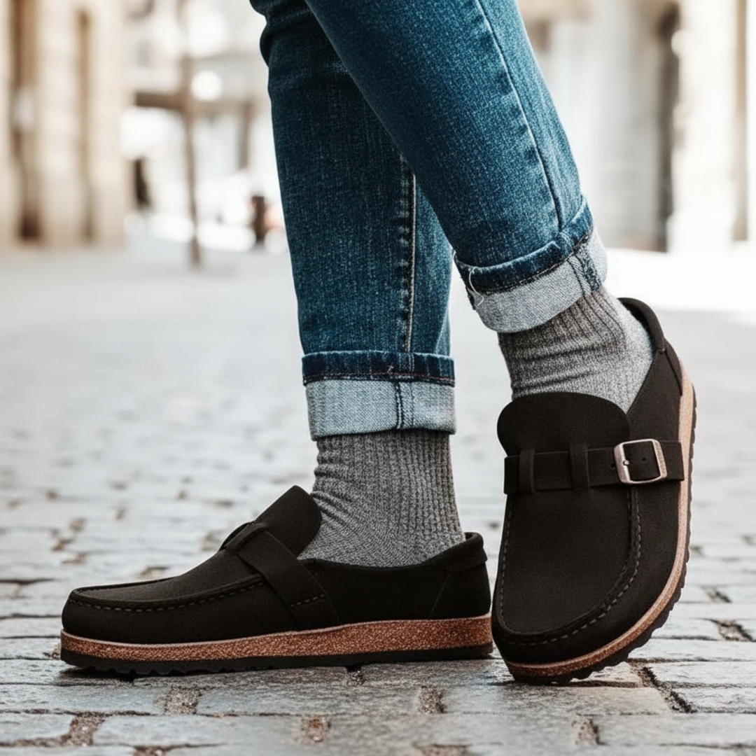 Mocassins à enfiler avec bride à boucle décontractés pour femmes