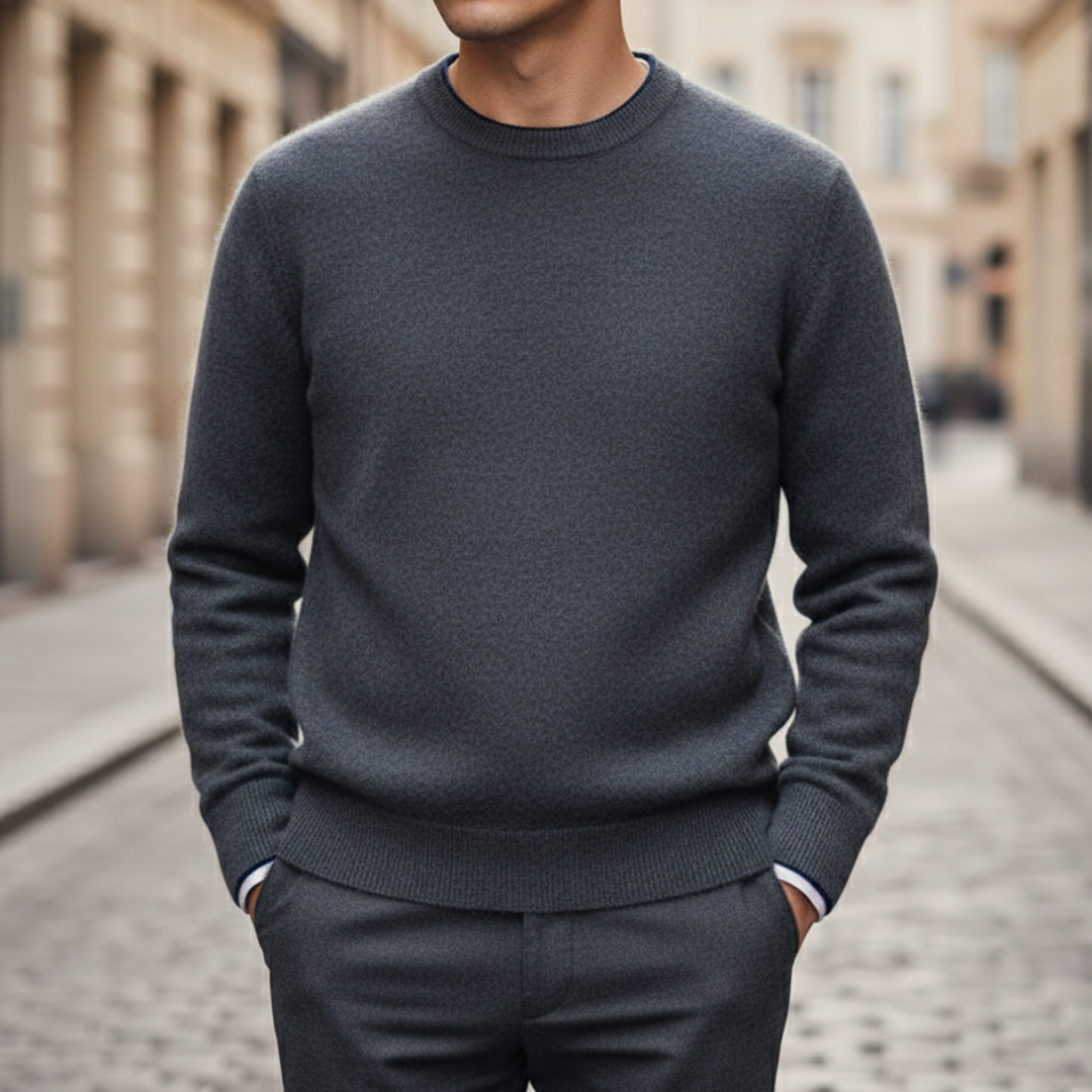 Pull en cachemire col rond manches longues homme