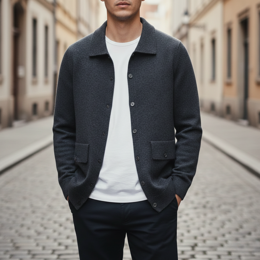 Cardigan pour homme à boutons sur le devant en tricot