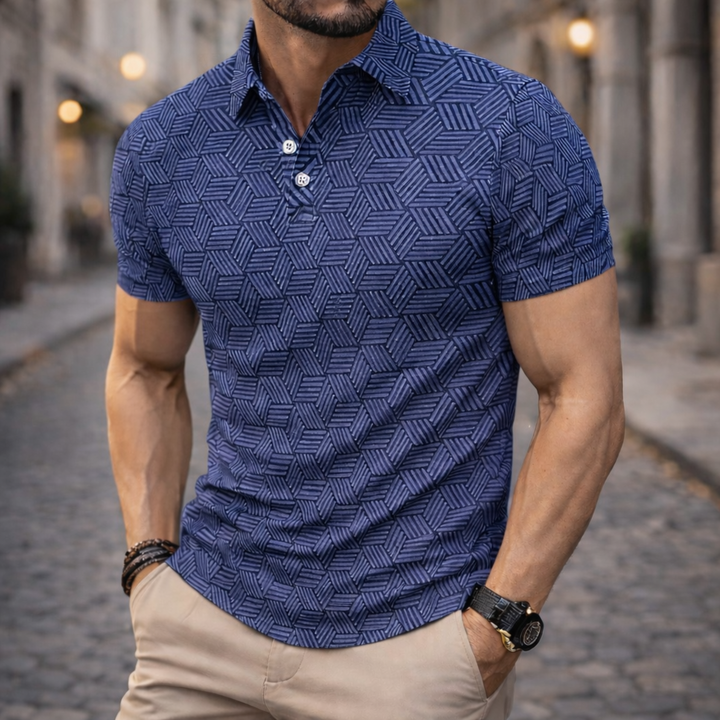 Camisa Polo de Manga Corta con Lunares para Hombre Verano