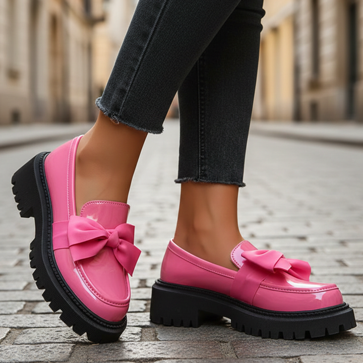 Chaussures à plateforme avec nœud et semelle épaisse pour femmes