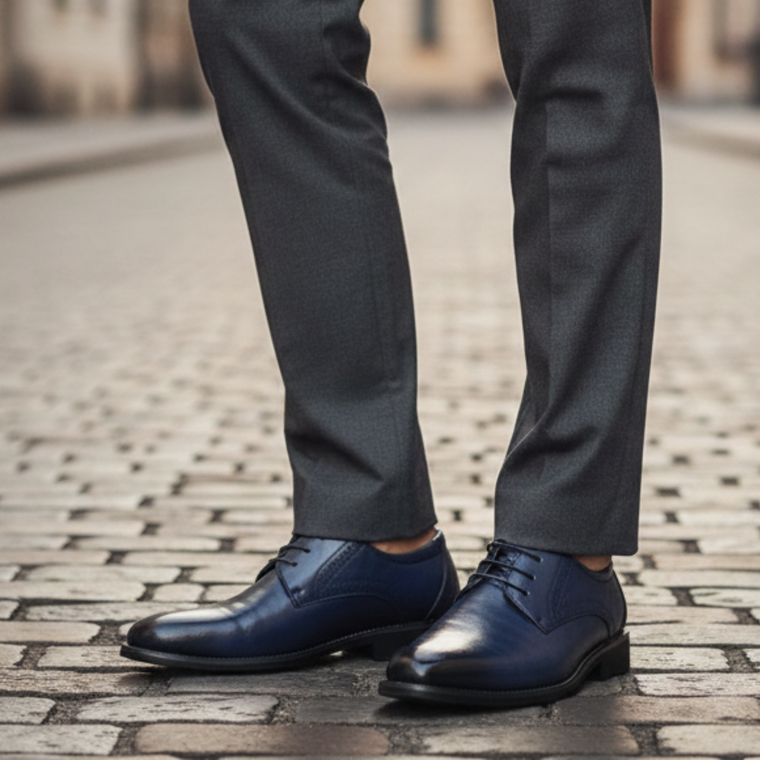 Chaussures habillées en cuir à lacets semelle en caoutchouc pour hommes