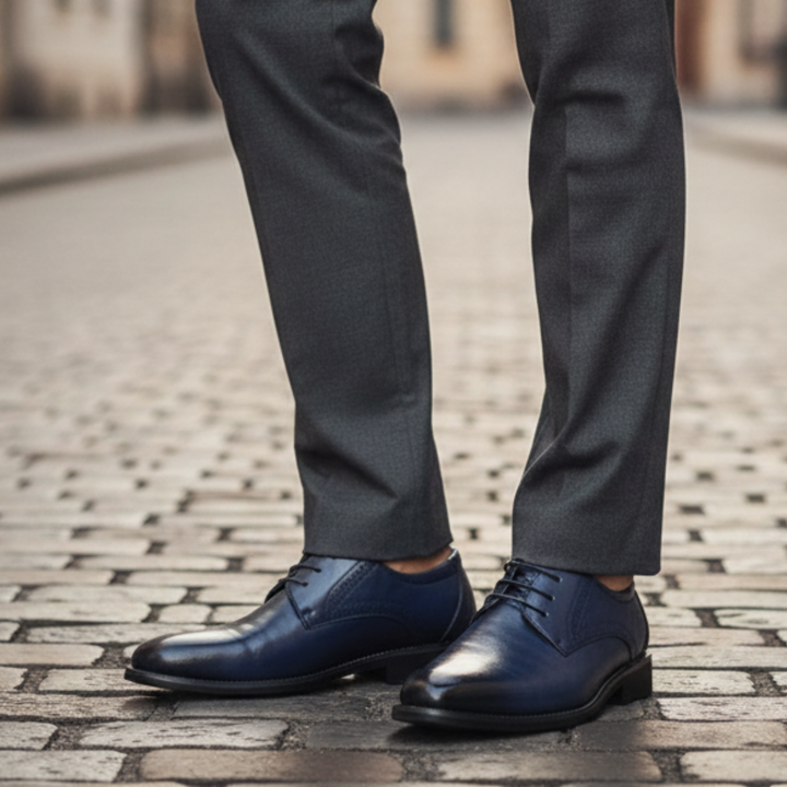 Chaussures habillées en cuir à lacets semelle en caoutchouc pour hommes