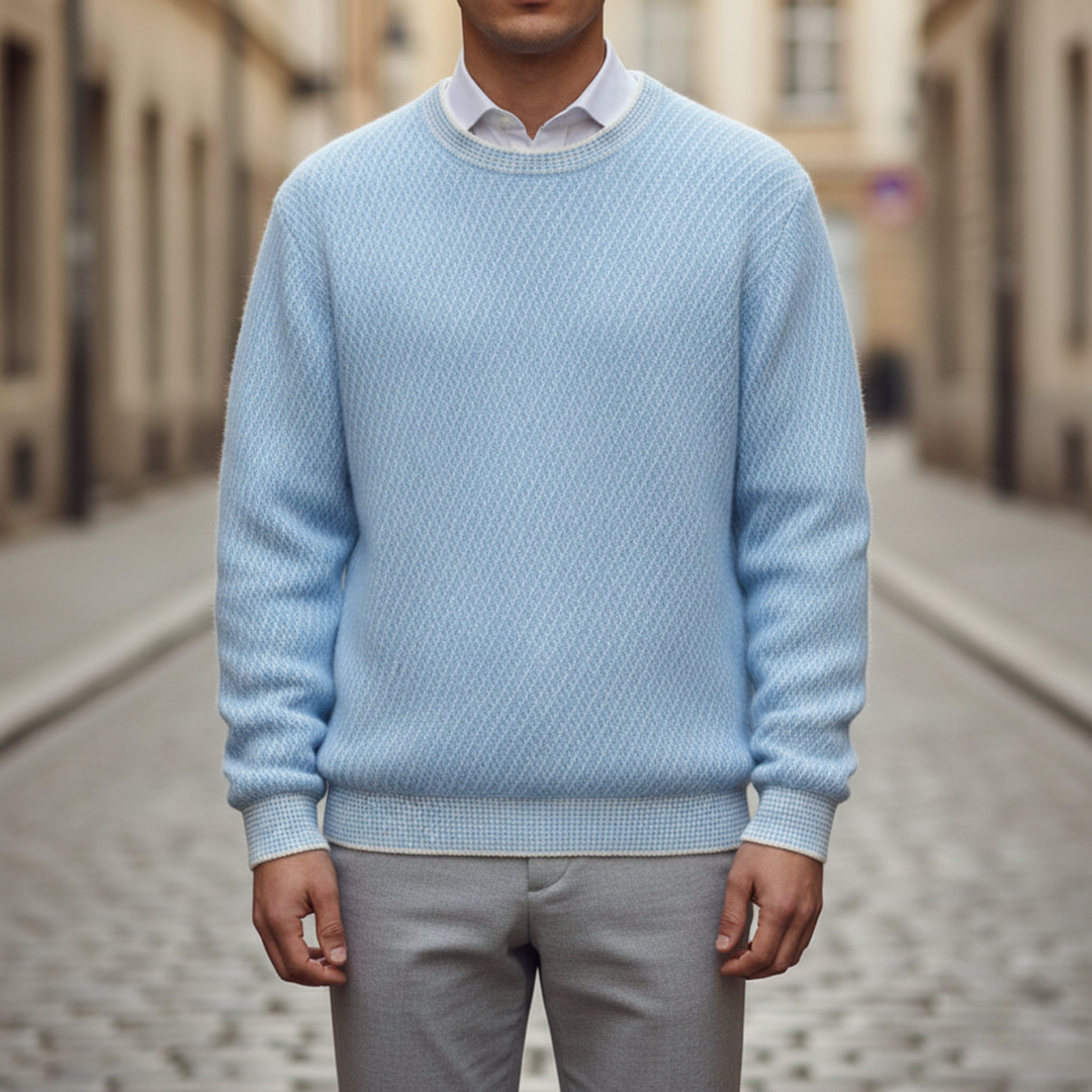 Pull en cachemire tricoté col rond pour homme